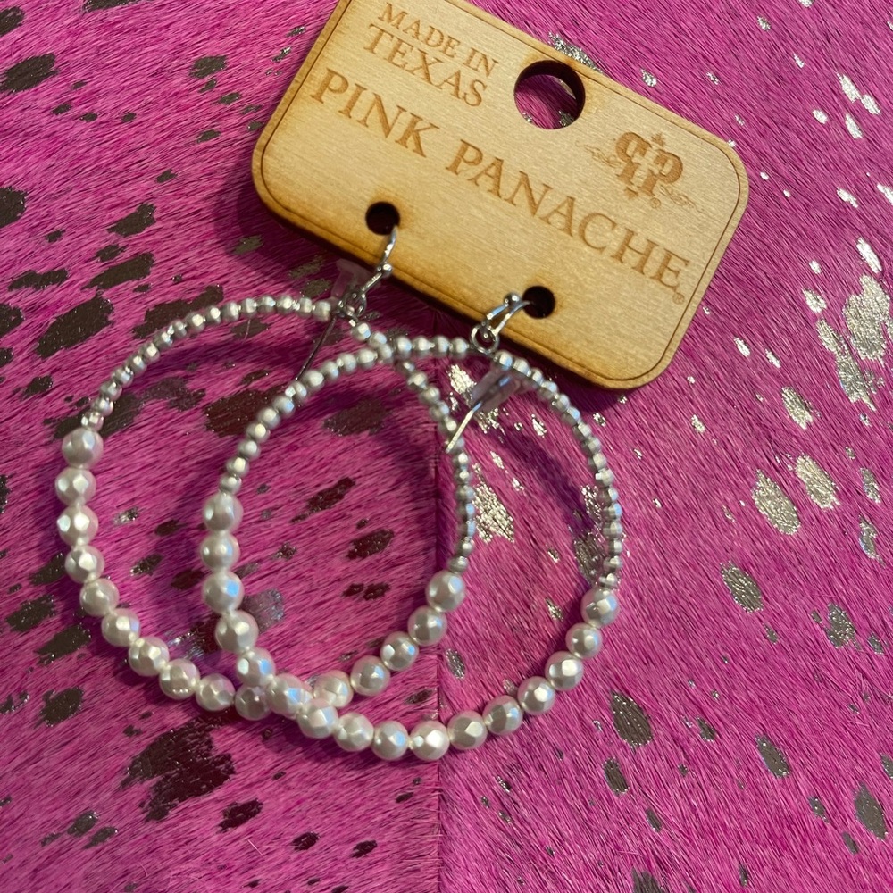 Pink Panache Pearl Hoop Earrings